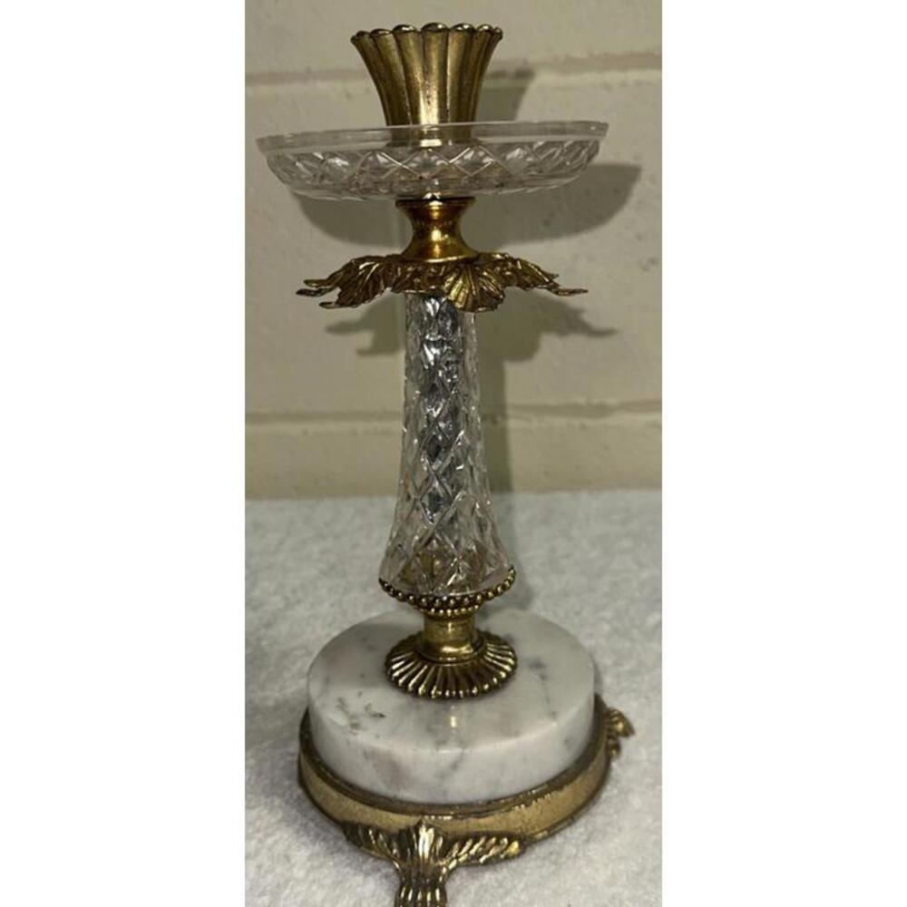Vintage Hollywood Regency Marble Base, Gold Tones Very ornate, Candle Holder - Picture 2 of 8
